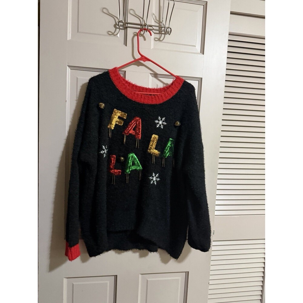 Women’s 32 Degrees Fa La La Ugly Christmas Sweater With Jingle Bells Size XL